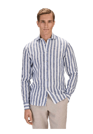 John Henric Smart Linen Shirt Block Stripe (lionel) Linneskjortor Herr 38