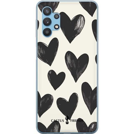Kompatibelt Mobildeksel til Samsung Samsung Galaxy A32 5G Cactus and Friends - Bold Black Love Pattern