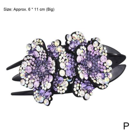Kvinnors Crystal Hair Claw Rhinestone Hairclip Smycken Flower Hai