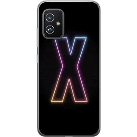 Kompatibelt Mobildeksel til Asus Asus Zenfone 8 Neonbokstav X i sterke fargevariasjoner mot svart bakgrunn, kraftig typografisk design med tydelig lys