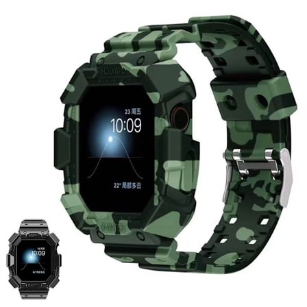 Apple Watch 40mm integrated silicone watch strap - Green Camouflage