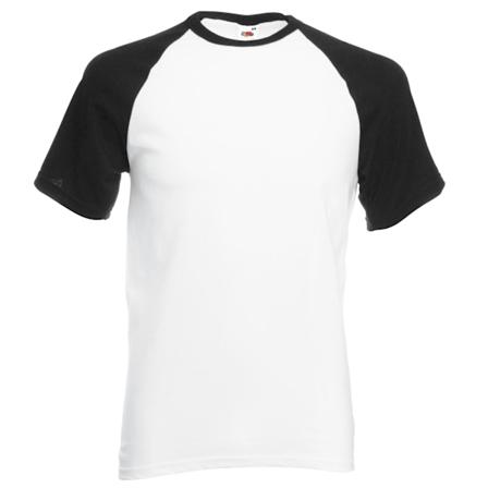 Fruit Of The Loom Herre T-skjorte Baseball Korthjermet L Hvit/Svart L White/Black