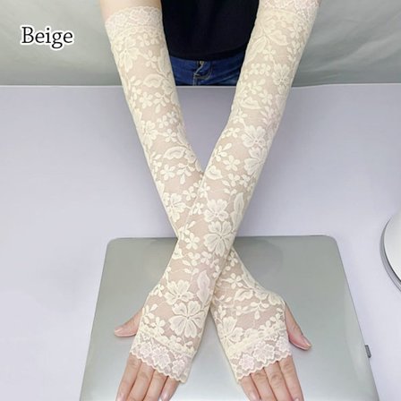 Lange blondehandsker Armærmer BEIGE