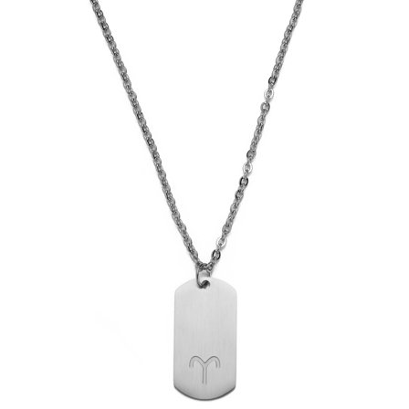 Collier zodiaque en acier argenté - Le Bélier pour hommes - Chaînes en acier