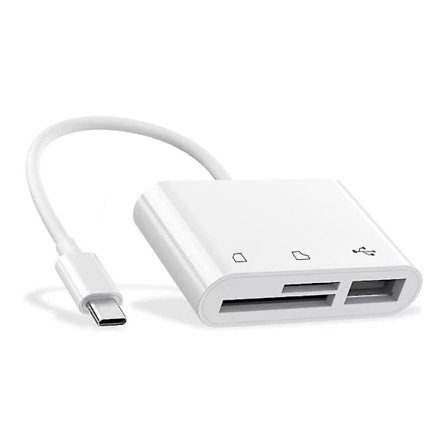 3 i 1 Type-c -usb Sd Tf Telefon Otg Kortlæser Adapter Sd Kortlæser Til Galaxy Til Tablet, Hvid