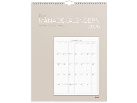 Burde Väggkalender Stora Månadskalendern 2026 - Lyreco - Almanackor och kalendrar - Väggkalendrar - Bildkalendrar