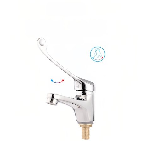 Alle kobber enkelt hul udvidet vandhane, termisk blandingsbatteri til badeværelsesvask, køkken, vandfaldsbassin vandhane badeværelse krom