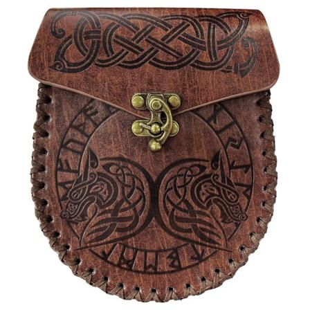 Steampunk Middelalder Læder Taljepose Fanny Pack Hoftepose Vintage Bæltepose Brun Ulv