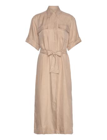 Rel Ss Flap Pocket Shirt Dress Knælang Kjole Beige GANT