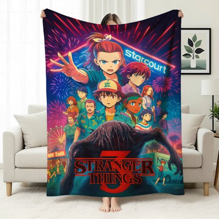 Stranger Things 5 Fleecefodrad Varm Filt, Stranger Things-tema Filt för Tupplurar, Flanellfilt, Specialtillverkad
