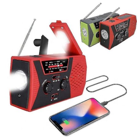 Radio håndsving, solcelledrevet radio, NOAA-radio, håndsvingradio, solcelledrevet radio, radio DB