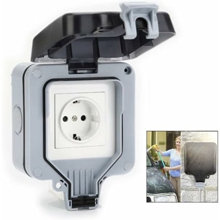 Vanntett utendørs stikkontakt, IP66 værbestandig utendørs stikkontakt for kjøkken, bad, garasje, basseng og hage