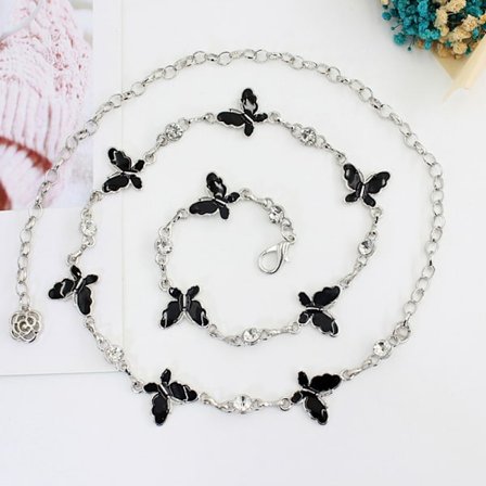 Trendig fjärilsdekoration Metallbälte Justerbar Slim Tunn Bod