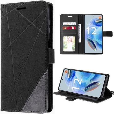 Etui til Xiaomi Redmi Note 12 Pro 5G Magnetisk lukning i sort lædereffekt Svart