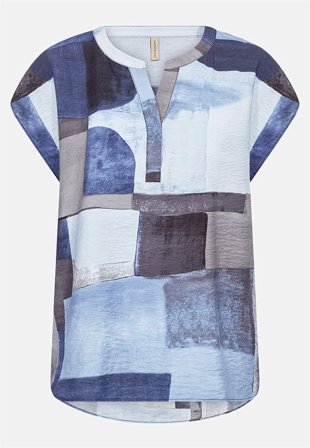 Soyaconcept - Vävd, lätt krinklad viskosblus - blå / mönstrad - för damer - M (40) - Cellbes