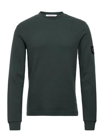 Monologo Badge Waffle Ls Tee T-shirts Long-sleeved Vihreä Calvin Klein Jeans