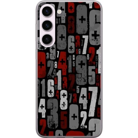 Kompatibelt Mobildeksel til Samsung Galaxy S23+ Industrielt grafisk mønster med tall og symboler, rå urban design i svart, rødt og grått