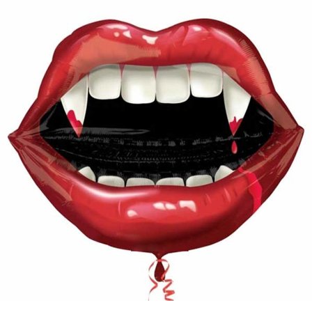 Helium-ilmapallo vampyyrin suulla