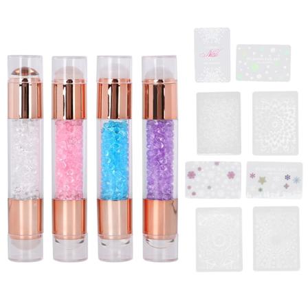 4 Settiä Manikyyri Art Stampers Silikoni leimakynät Kaksipäiset kynsitiivistelevy kotikynsihoitolaan