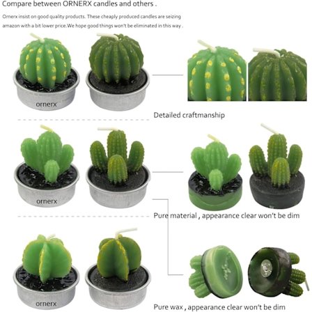 Hemdekoration kaktusljus - set om 6