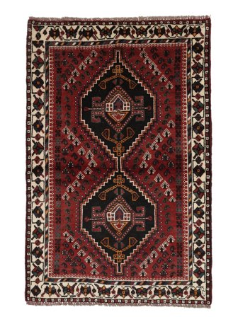 Noué À La Main Shiraz Tapis 106X161 D'orient De Laine Noir/Marron Petit