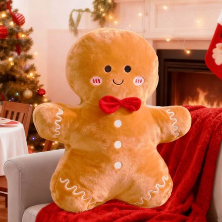 Piparkakkutyyny jouluksi, söpöt piparkakun muotoiset tyynyt, koristeellinen joulutyyny sohvalle, olohuoneeseen, sänkyyn (15,7'', piparkakku)