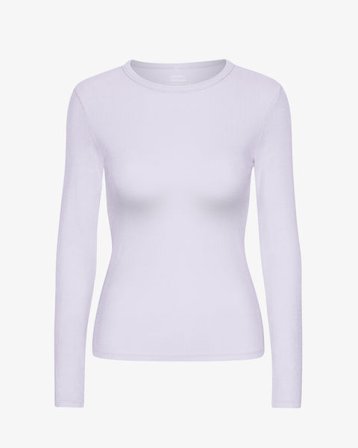 Women Organic Rib LS T-Shirt - Soft Lavender