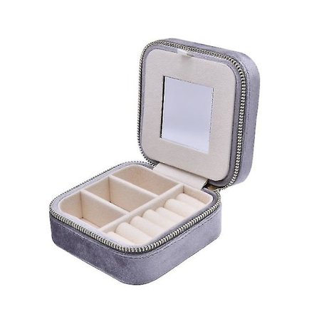 Mini Smykkeskrin i Fløyel med Speil, Reise Smykkeskrin Organizer For Jenter Kvinner, Liten Smykke Organizer Oppbevaring For Ringer Øredobber 