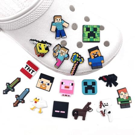 18 kpl Minecraft-sarjan kenk koristetta DIY-tukikohouneiden sandaalien koristeluun, kenk asusteet, juhlalahjat