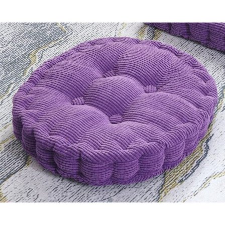 2 st golvkuddar, fyrkantig och rund meditationskudde, manchester sittdyna, dekorativ stolsdyna (15,8×15,8 tum ×40 cm, lila, rund)
