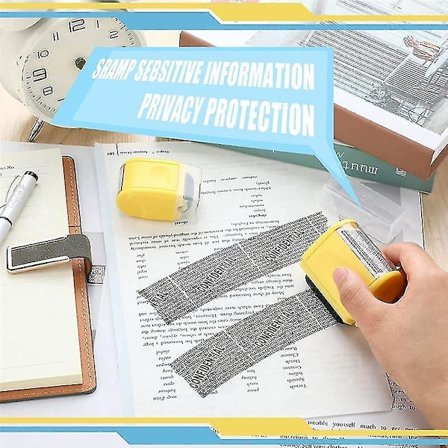 2 stk Identitetstyveri Beskyttelse Rulle Stempel Konfidensielt Rulle Stempel Personvern Informasjon Stempel Og 4 stk Etterfylling Bläkk