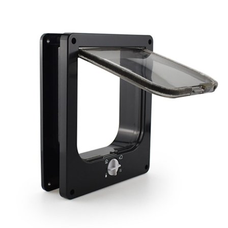 Katteluke, magnetisk kjæledørdør med 4-veis roterende lås for katter, kattunger og kattunger, oppgradert versjon (indre størrelse: 19,5 x 18 x 5,5 cm,