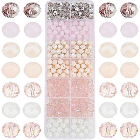 350 st Facetterade Glaspärlor 7 Färger Rondelle Glaspärlor Rosa Serie Kristallglaspärlor 8x6mm Glashantverkspärlor för Smyckestillverkning DIY-