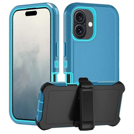 Til iPhone 16 Aftageligt Cover PC+TPU Mobiltelefon Cover med Bagklips Fodstøtte