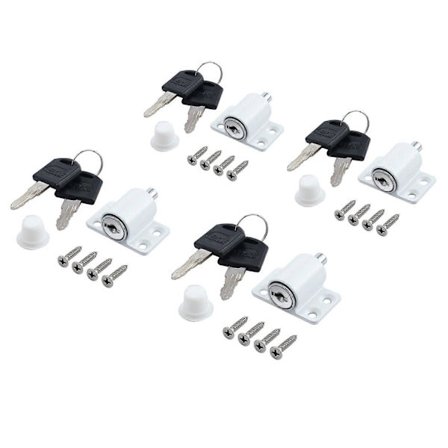 4 stk. Vindueslåse Skydedør Terrasse Retraktorblok Erker Vindue Skydelås Skydedørslås Begrænser med Nøgle til Børnesikkerhed - Hvid[ch]