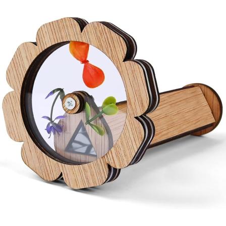 DIY-lasten kaleidoskooppi, (kukan muoto) Uusi taianomainen kukilla täytetty kaleidoskooppi, puinen kaleidoskooppi Klassinen lelu, lasten opetuslelut