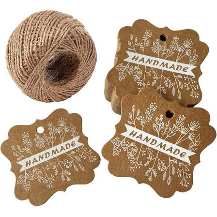 100 stk. (pakke med 1) håndlavede gavemærker med kærlighed, hvid malet