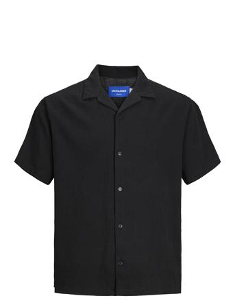 Jorluke Crinkle Resort Shirt Ss Sn Tops Shirts Short-sleeved Black Jack & J S