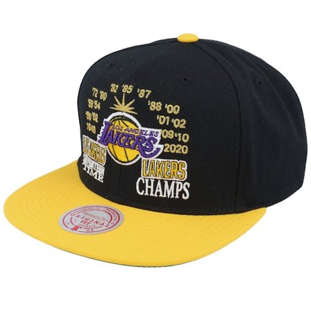 Mitchell & Ness - NBA Schwarz snapback Cap - Los Angeles Lakers Champ Is Here Black/Yellow Snapback @ Hatstore