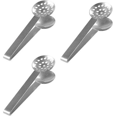 Tepåsetång i rostfritt stål, tepåsesked, tepåsetång i skedform för köksredskap (3 st, silver)