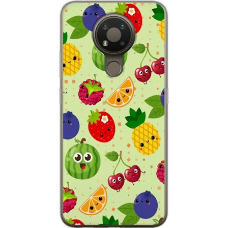 Kompatibelt Mobildeksel til Nokia 3.4 Fargerik frukt miks med ananas, jordbær, melon, kirsebær og blåbær leken design med sommerlig energi