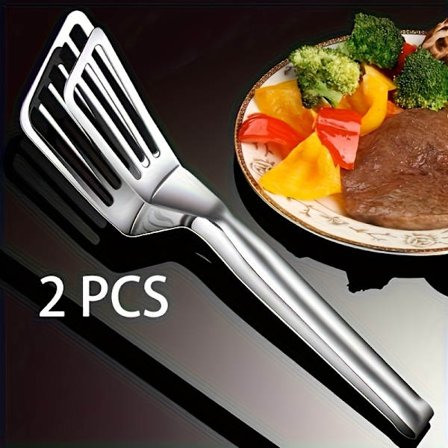 2 stk. Fiskefriture pincet i rustfrit stål Madpincet Non-stick spatel Bøfspade Køkkenredskaber Restaurantkøkken (FMY) 2 stk.