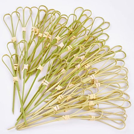 Bambus tandstikker til cocktails 12 cm til julepakke med 100 - Hjerte