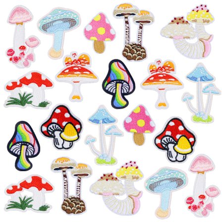 20 st Cartoon Mushroom Broderi Patch Mushroom Grant Broderi Etikett Kläder Patch Sticker Express Broderi Badge