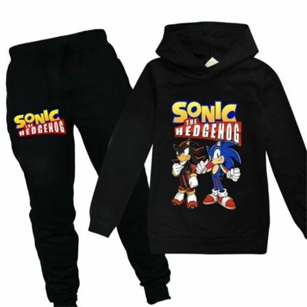 Boy Girl Sonic The Hedgehog Hettegensere Treningsdresser Topper+joggebukser - Perfet black 150cm