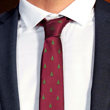 Burgundy Christmas Tree Tie for Men - Christmas ties