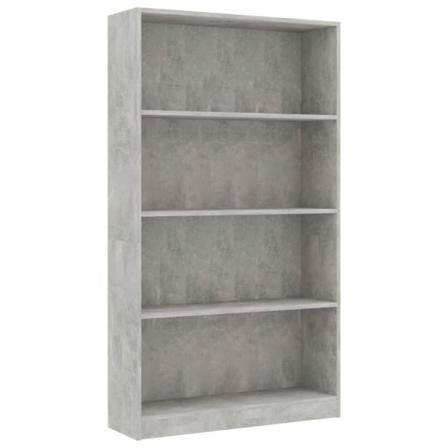 Vidaxl Bokhylla 4 Hyllor Betonggrå 80x24x142 Cm Konstruerat Trä Grå