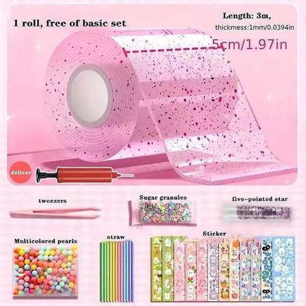1 st blåsbar bubbeltejp, icke-märkande dubbelsidig tejp för DIY-hantverk, kläm leksakstillverkning, återanvändbar färg