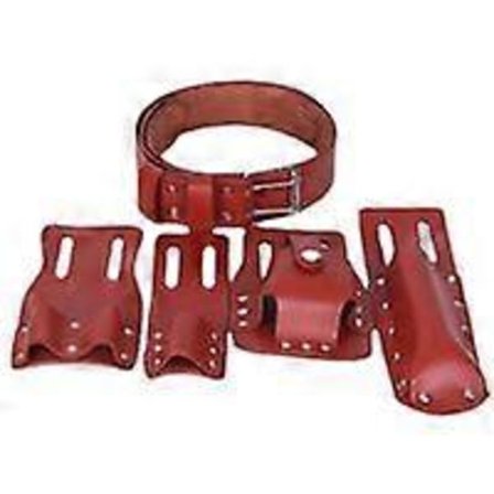 5-i-1 Stillasbelte i lær, kraftig profesjonelt verktøy med hammer, vater, skiftenøkkelholder, brun
