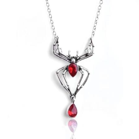 Vintage Gothic Edderkopp Halskjede Halloween Krystall Edderkopp Henge Smykke Punk Stil Reptil Dyr Smykker for Kvinner